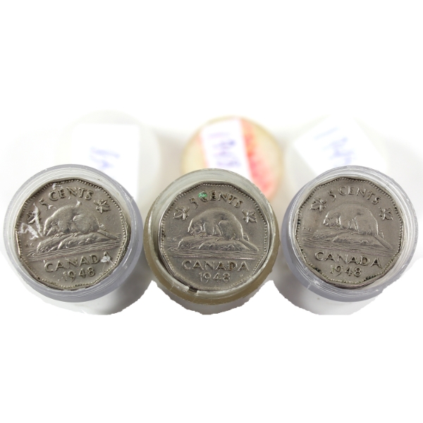 Estate Lot of 1948 5-cent Rolls of 40pcs. 3 Rolls.