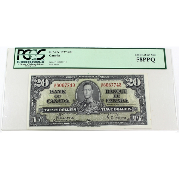 BC-25c 1937 $20 PCGS Choice AU58 PPQ Coyne-Towers SN: H/E8067743