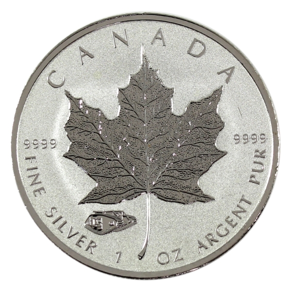 1oz 2016 $5 Silver Maple Leaf .9999 Fine Silver Coin w/ Tank Privy Mark (Tax Exempt)