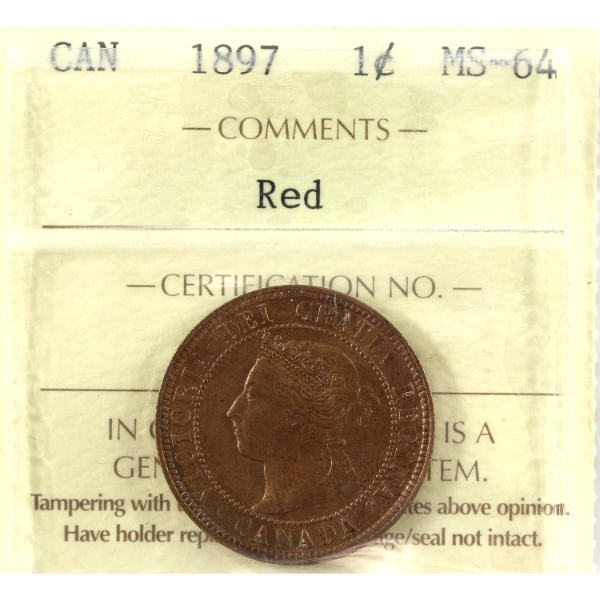 1-cent 1897 ICCS MS64 Red