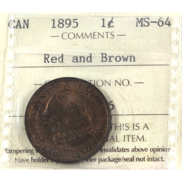 1-cent 1895 ICCS MS64 Red & Brown