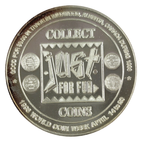 Canada-Wildwood AB 1996 $3 Coin Week/Elk Trade Dollar 1oz-Silver, 38mm (Tax Exempt)