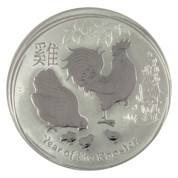 2oz Australia 2017 $2 Year of the Rooster .9999 Fine Silver Round (Tax Exempt)