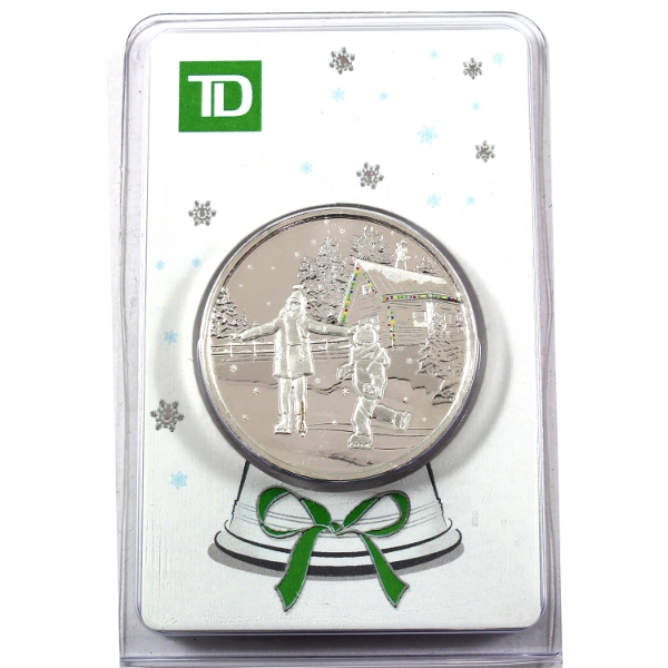 1oz TD Bank Happy Holidays .999 Fine Silver Round (Tax Exempt)