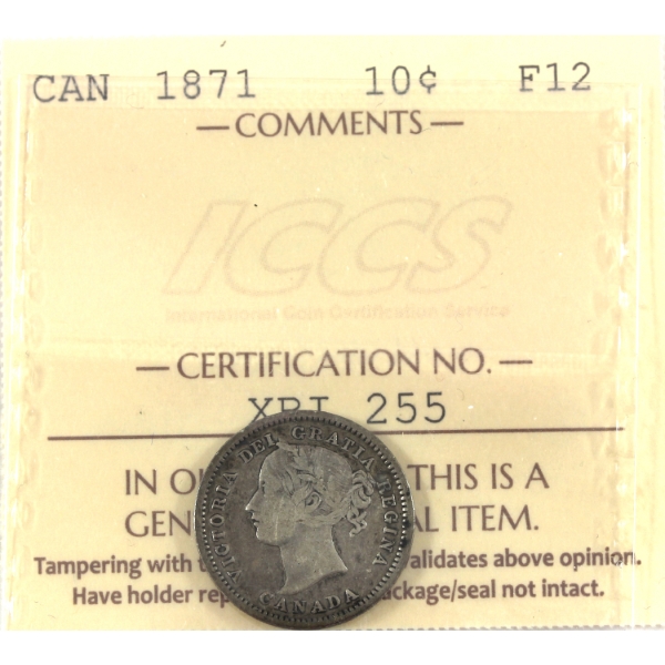 10-cent 1871 ICCS F12