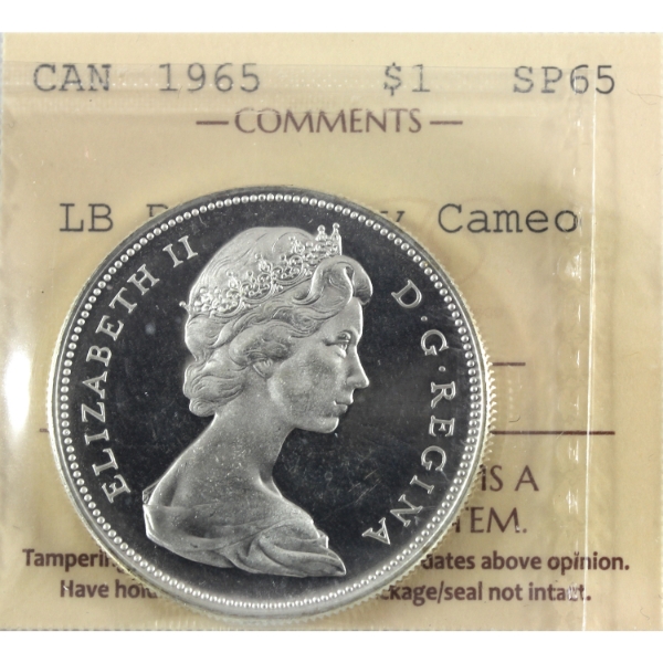 Silver $1 1965 LgBds Bt5 (Type 3) ICCS SP65 Heavy Cameo