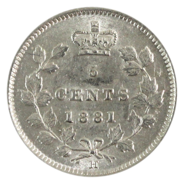 5-cent 1881H AU-UNC