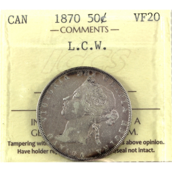 50-cent 1870 LCW ICCS VF20