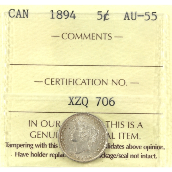 5-cent 1894 ICCS AU55