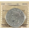 Image 1 : Silver $1 1947 Pointed 7; Dbl HP ICCS MS60