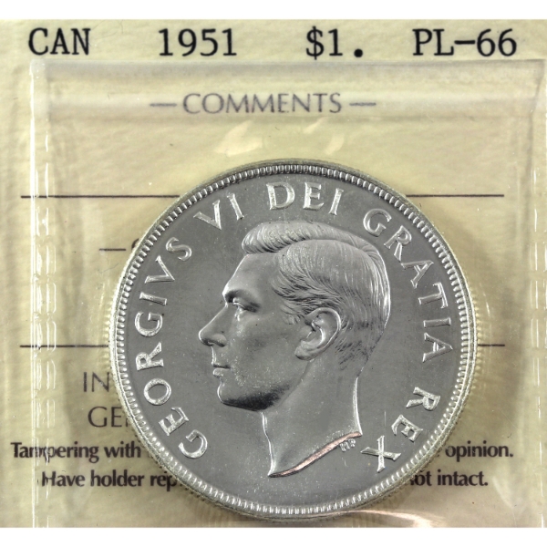 Silver $1 1951 ICCS PL66
