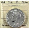 Image 1 : Silver $1 1951 ICCS PL66