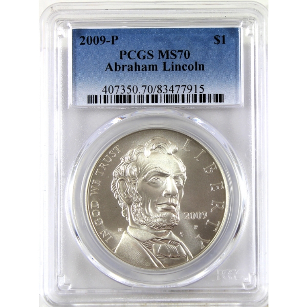 USA Silver 2009P Abraham Lincoln Dollar PCGS MS70