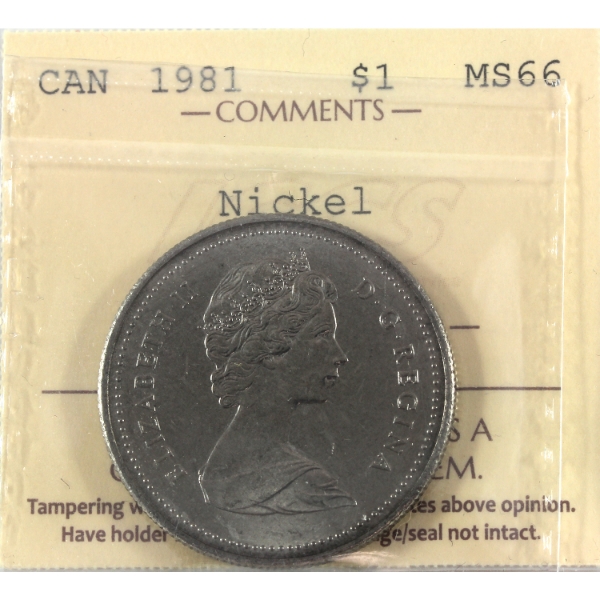 Nickel $1 1981 ICCS MS66