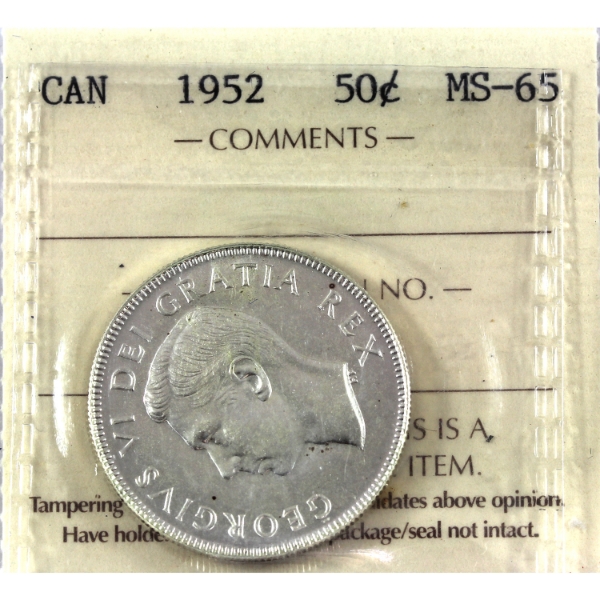 50-cent 1952 ICCS MS65