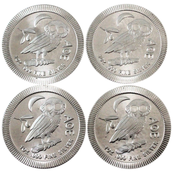 4x 1oz Niue 2020 $2 Athenian Owl Stackable .999 Silver. 4pcs. (Tax Exempt)