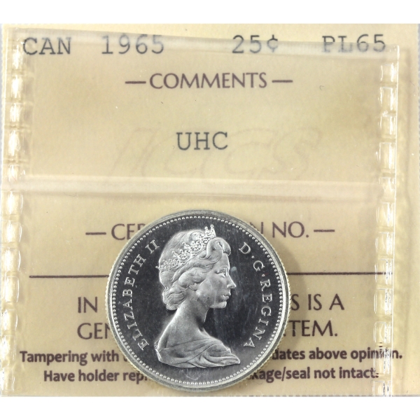 25-cent 1965 ICCS PL65 Ultra Heavy Cameo