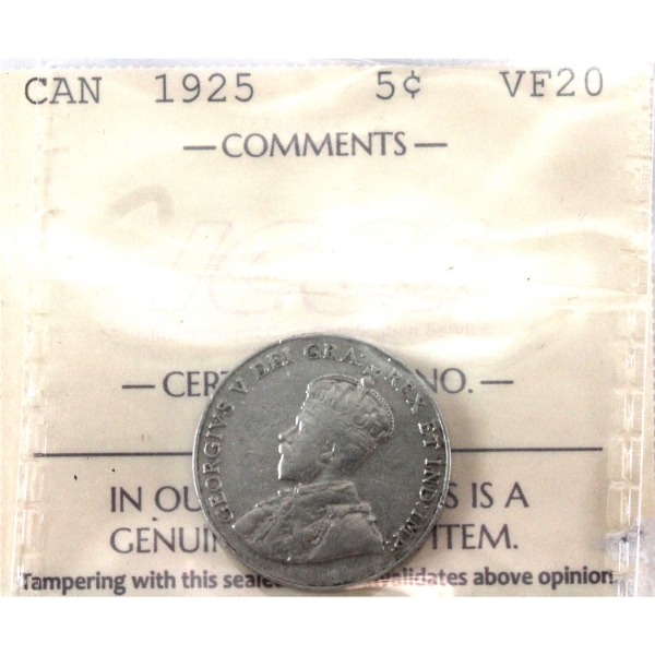 5-cent 1925 ICCS VF20