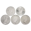 Image 2 : 5x 1oz 2011-2015 Silver Maple Leafs .9999 Fine Silver Rounds. 5pcs. (Tax Exempt)