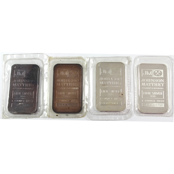 4x 1oz JM Johnson Matthey .999 Fine Silver Bars, Individually Sealed. 4pcs. (Tax Exempt)