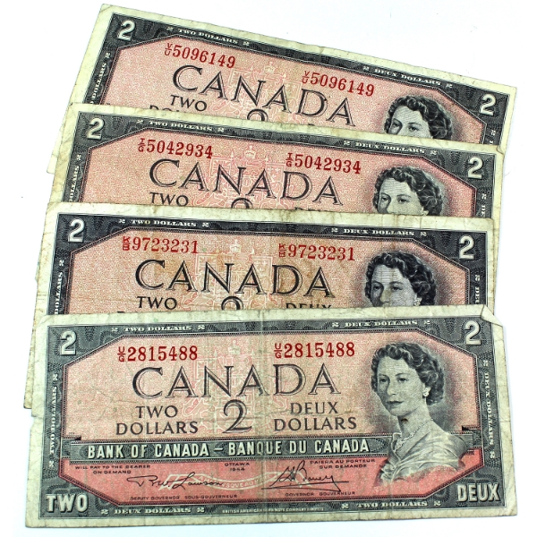 1954 $2 Modified Portrait Circ. 4pcs.