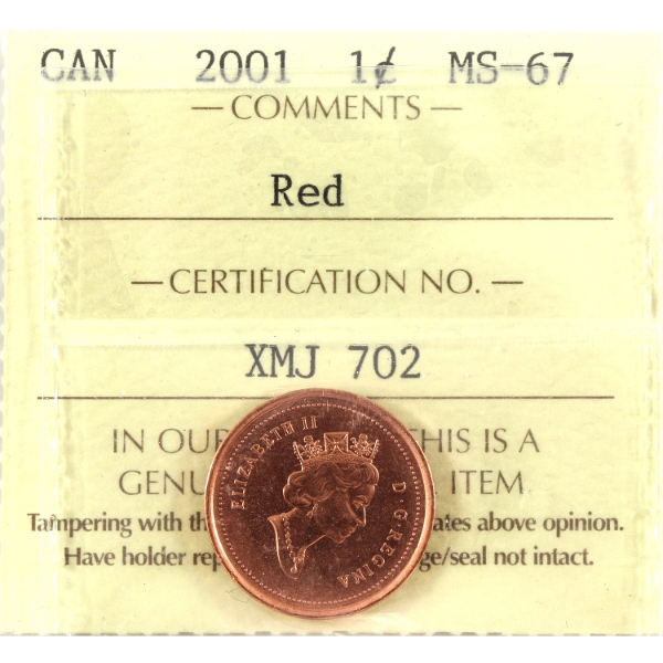 1-cent 2001 ICCS MS67 Red