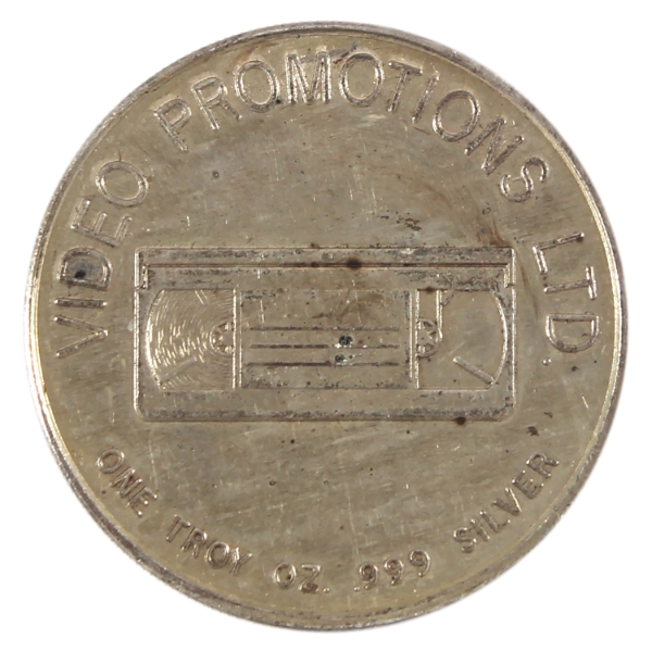 Vintage 1oz Video Promotions Ltd. 1979-1989 10 Years of Video .999 Fine Silver Round (Tax Exempt)