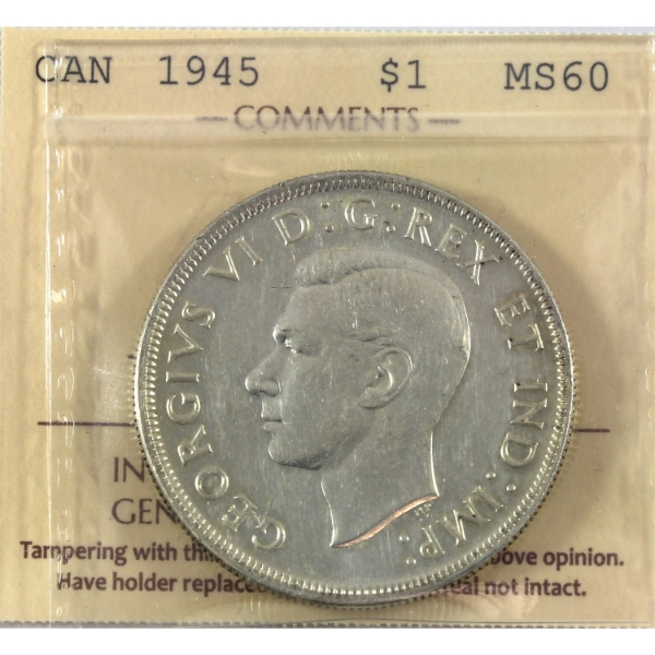 Silver $1 1945 ICCS MS60