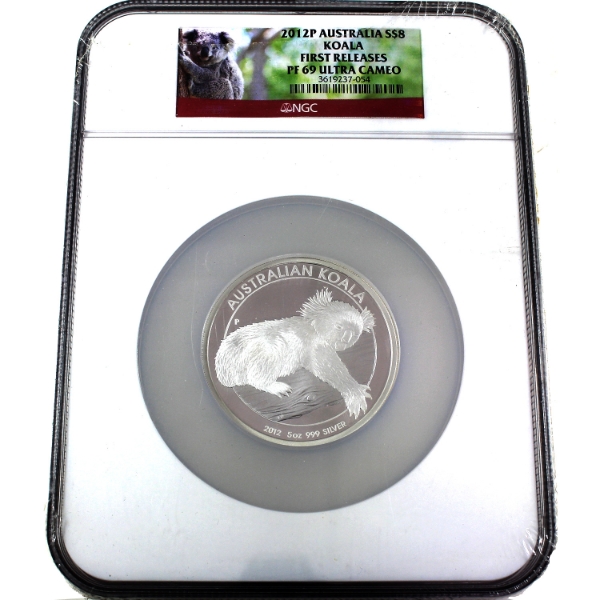 Australia Silver 2012P $8 Koala 5oz .999 Fine Silver NGC PF69 Ultra Cameo (Tax Exempt)