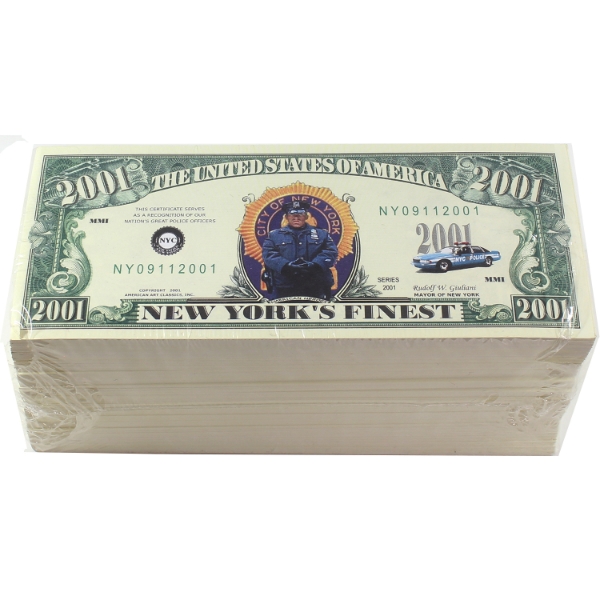 Stack of USA 2001 "New York's Finest" Novelty 911 Commemorative Notes