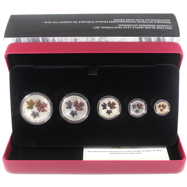 2016 A Historic Reign Silver Maple Leaf Fractional Set (Tax Exempt)