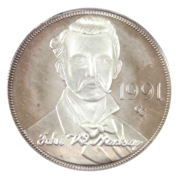 USA Marshall Mint 1991 Silver Kings Series "John Mackay" 1oz .999 Fine Silver Medallion