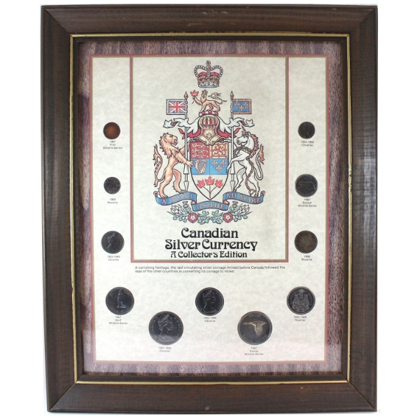 *1963-1968 'Canadian Silver Currency - A Collector's Edition' 11-coin Silver Set in Wooden Frame