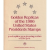 Image 7 : Golden Replicas of the 1986 US Presidents Stamps 22K Gold First Day of Issue. 