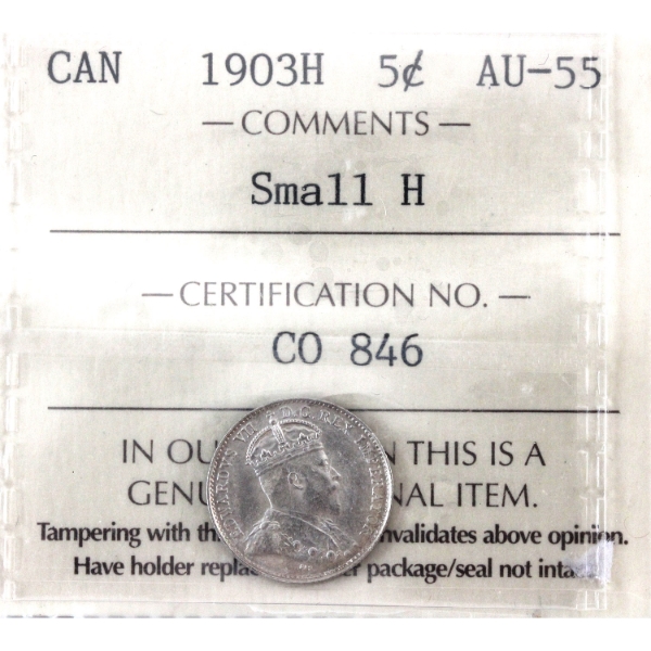 5-cent 1903H Small H ICCS AU55