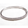 Image 1 : 18K White Gold Pavé Diamond Hinged Cuff Bracelet