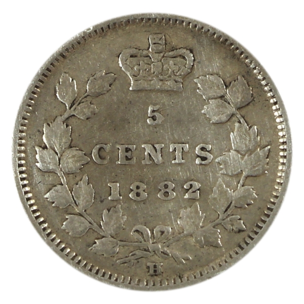 5-cent 1882H VF (Cleaned)