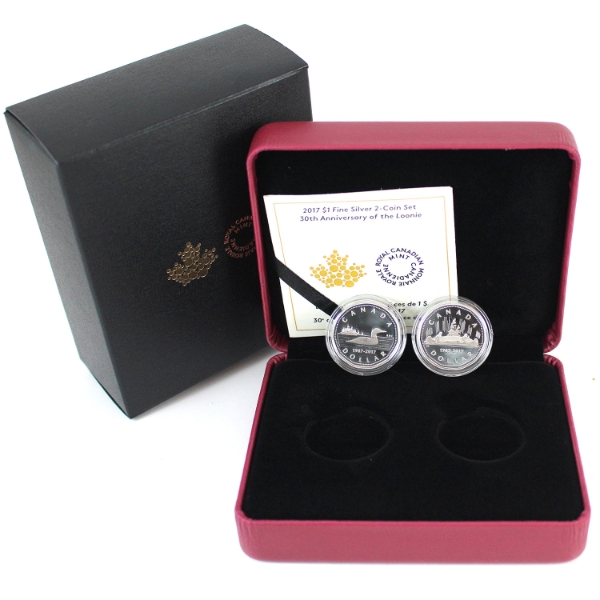2017 $1 30th Anniversary of the Loonie Fine Silver 2-coin Set (Tax Exempt)