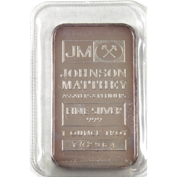 1oz JM Johnson Matthey .999 Fine Silver Bar (Tax Exempt)