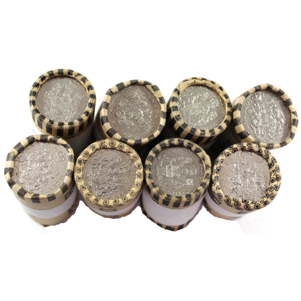 1974-1982 50-cent Rolls of 20pcs. 8 Rolls.