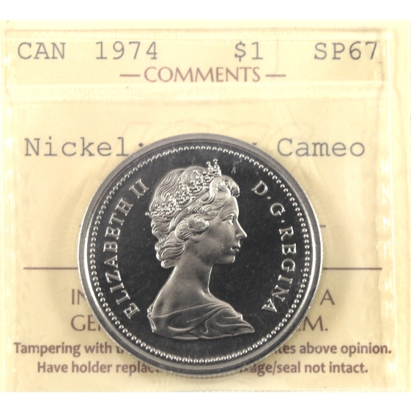 Nickel $1 1974 Winnipeg ICCS SP67 Cameo
