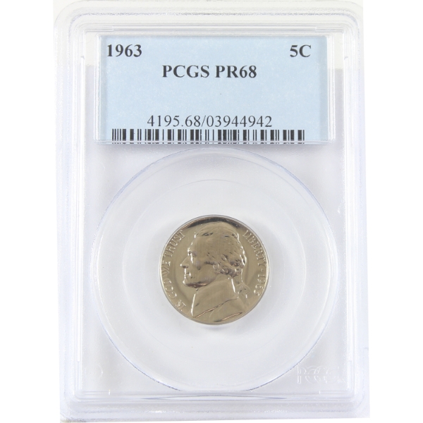 USA 1963 Jefferson Nickel PCGS PR68