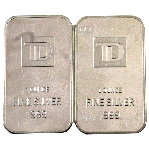 2x 1oz TD Dragon .999 Fine Silver Bars. 2pcs.