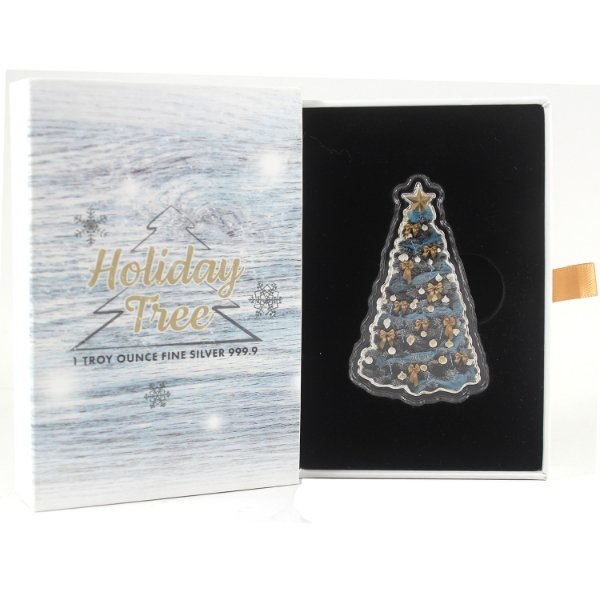 Solomon Islands Silver 2021 $2 Holiday Tree 1oz .999 Fine Silver Coin (Tax Exempt)