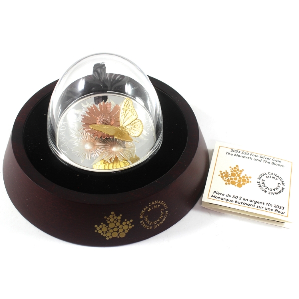 2023 $50 The Monarch and the Bloom 5oz .9999 Fine Silver Sculpture Coin (Tax Exempt)