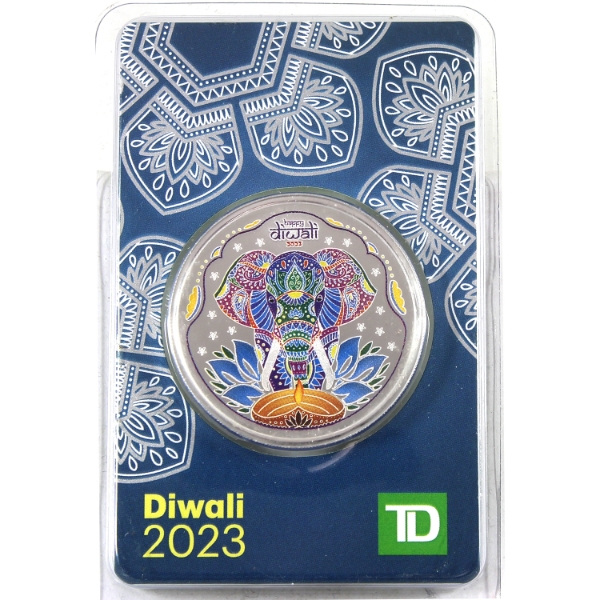 1oz TD 2023 Diwali-Elephant Design .999 Fine Silver Round (Tax Exempt)