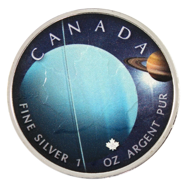 1oz 2022 $5 SML Our Solar System - Uranus .9999 Fine Silver Colourized Coin (Tax Exempt)