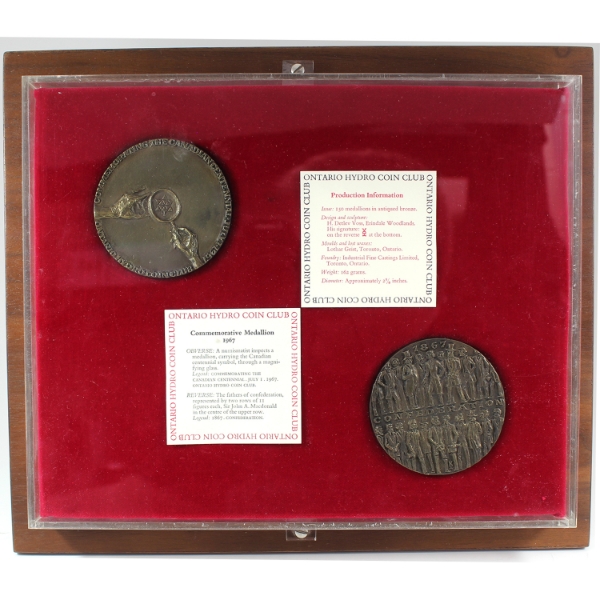 Ontario Hydro Coin Club 1967 Commemorative Medals in Beautiful Display w/ COAs. Very Rare!