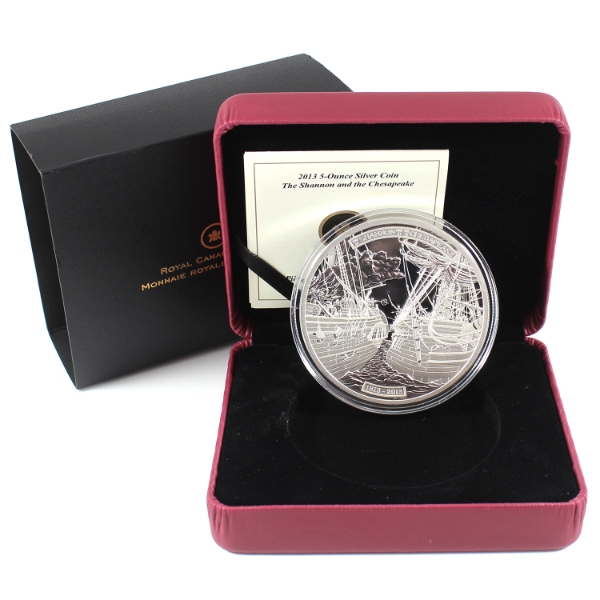 2013 $50 The Shannon and the Chesapeake .9999 Fine Silver Coin (Tax Exempt)