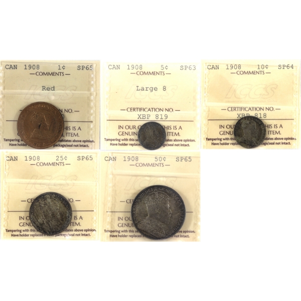 1908 Specimen Set ICCS SP63 to SP65 w/ Original Case